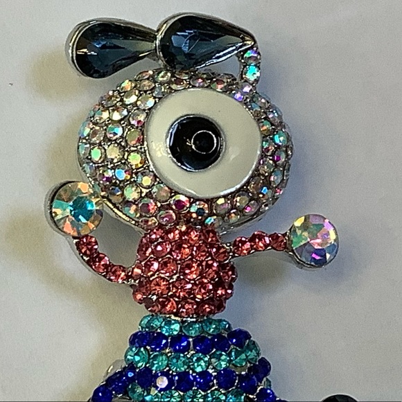 Pink and Blue Rhinestone Cartoon looking Ant Brooch/Pendant - Picture 7 of 8